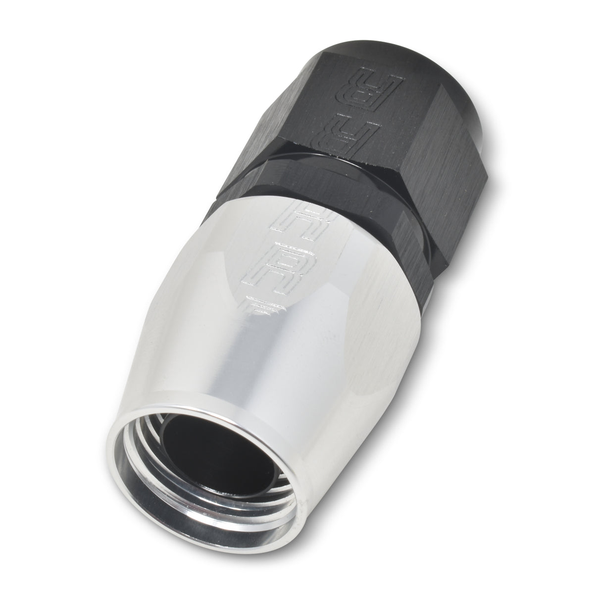 Russell Performance -12 AN Black/Silver Straight Full Flow Hose End - 610053