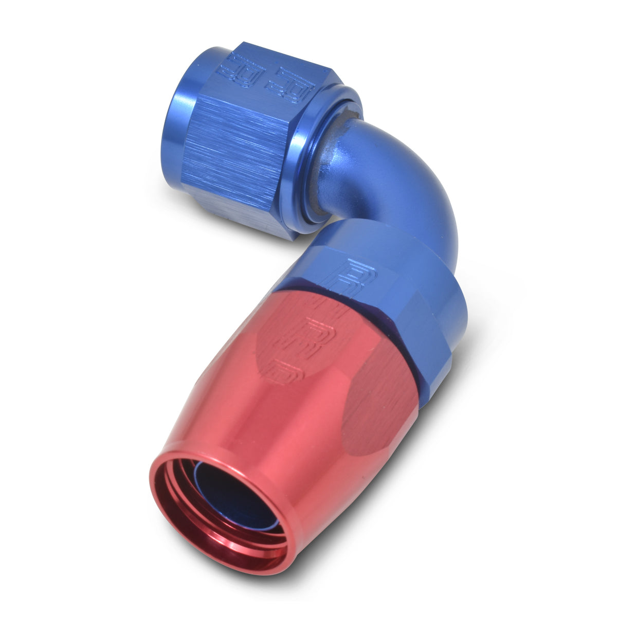 Russell Performance -4 AN Red/Blue 90 Degree Full Flow Hose End - 610150