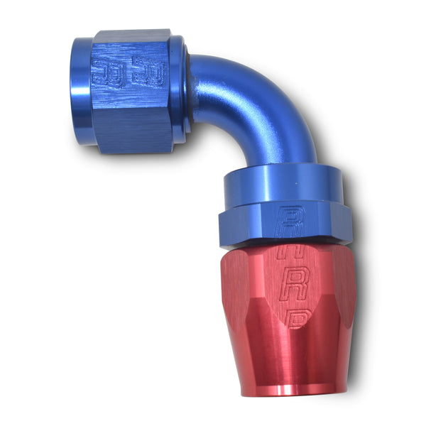 Russell Performance -8 AN Red/Blue 90 Degree Full Flow Hose End - 610170 - front view