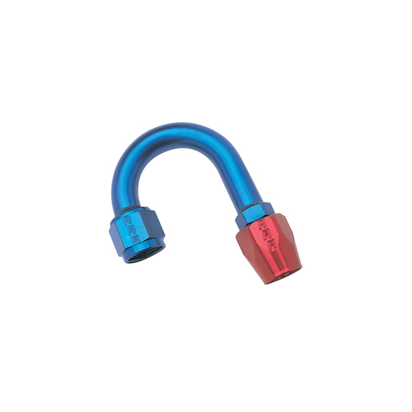 Russell Performance -6 AN Red/Blue 180 Degree Full Flow Hose End (1in Centerline Radius) - 610260 - front view