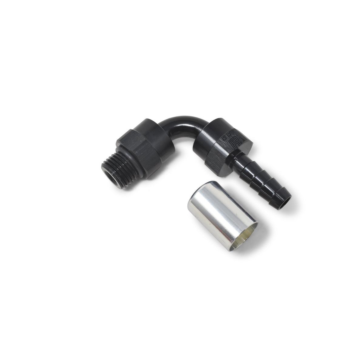 Russell Hose End Crimp On 10 Sae Port Male To -8 Hose 90 Deg Swivel Blk Anodized - 610960