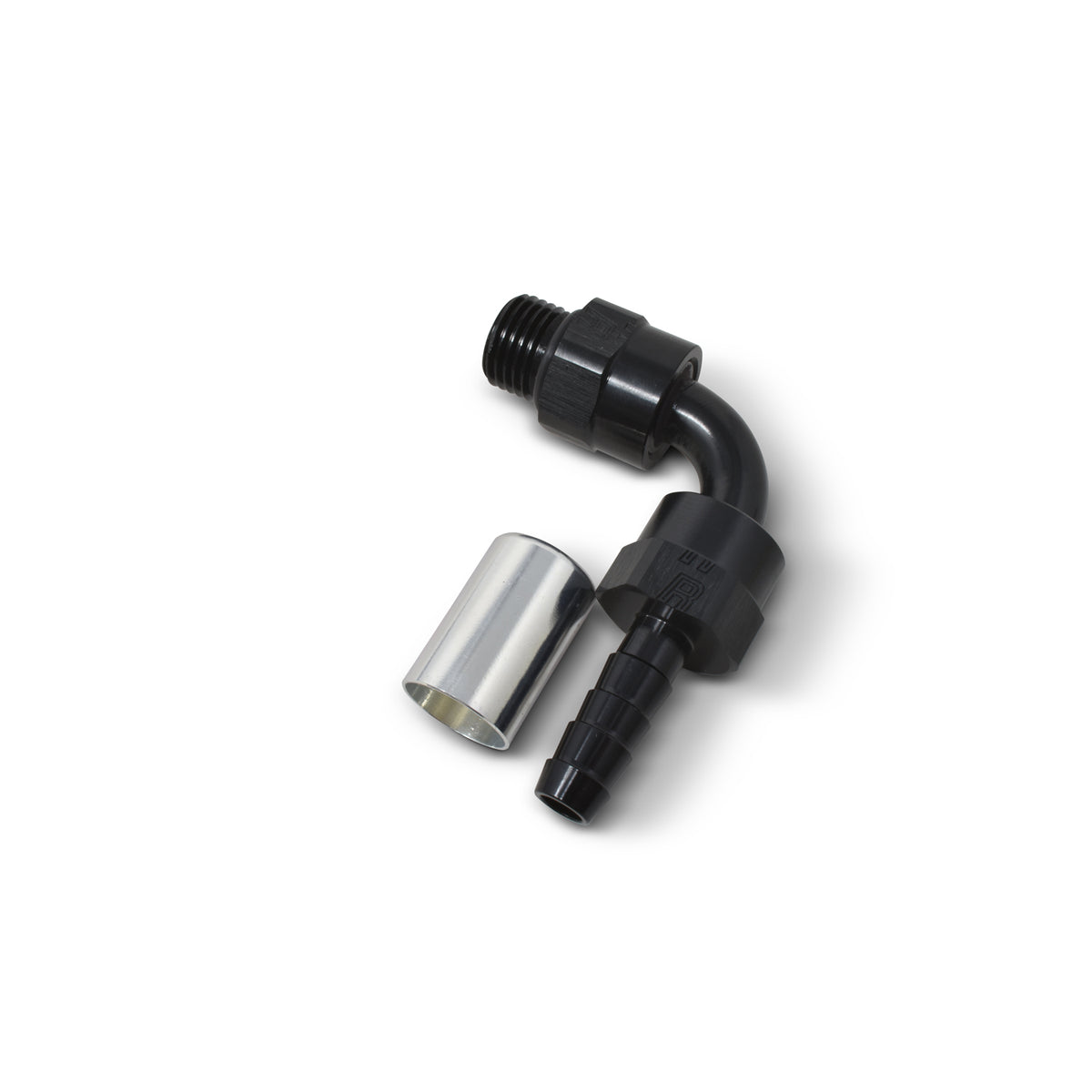 Russell Hose End Crimp On 10 Sae Port Male To -8 Hose 90 Deg Swivel Blk Anodized - 610960