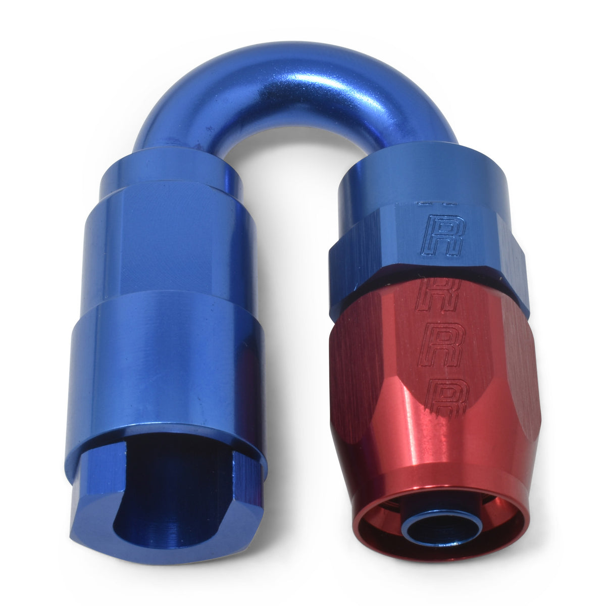 Russell Performance 3/8in SAE Quick Disc Female to -6 Hose Red/Blue 180 Degree Hose End - 611230