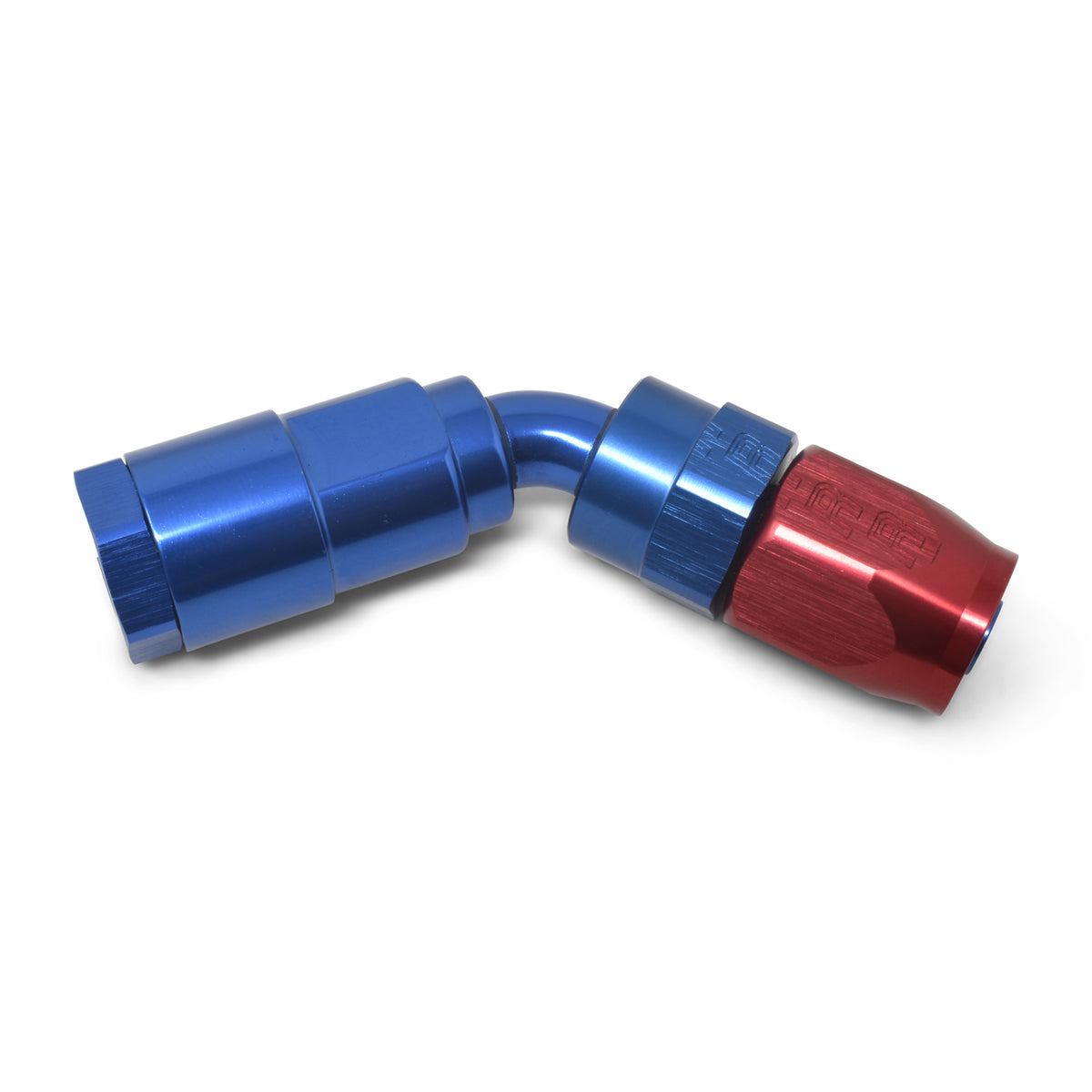 Russell Performance 5/16in SAE Quick Disc Female to -6 Hose Red/Blue 45 Degree Hose End - 611260