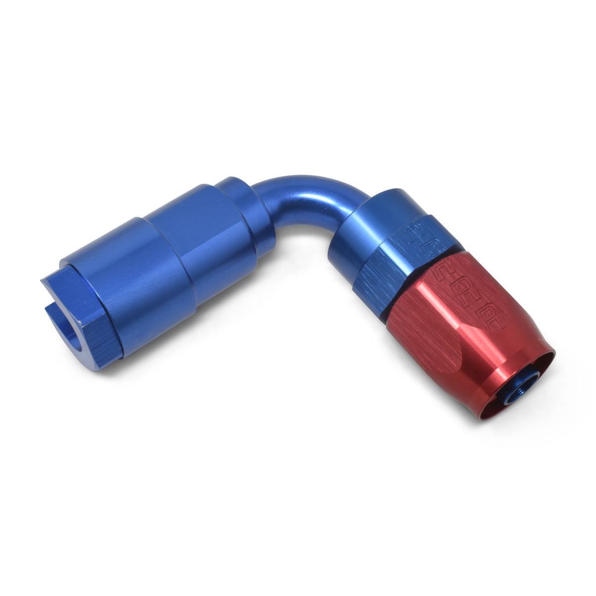 Russell Performance 5/16in SAE Quick Disc Female to -6 Hose Red/Blue 90 Degree Hose End - 611270