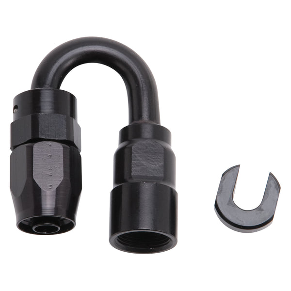 Russell Performance 5/16in SAE Quick Disc Female to -6 Hose Black 180 Degree Hose End - 611283 - front view