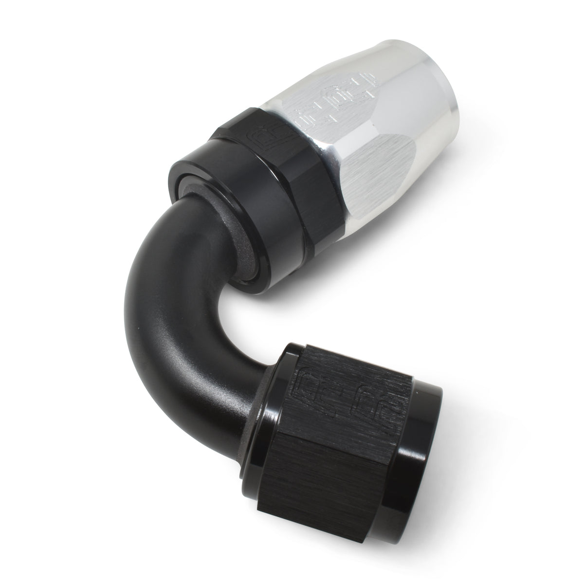Russell Performance -6 AN Black/Silver 120 Degree Tight Radius Full Flow Swivel Hose End - 613403