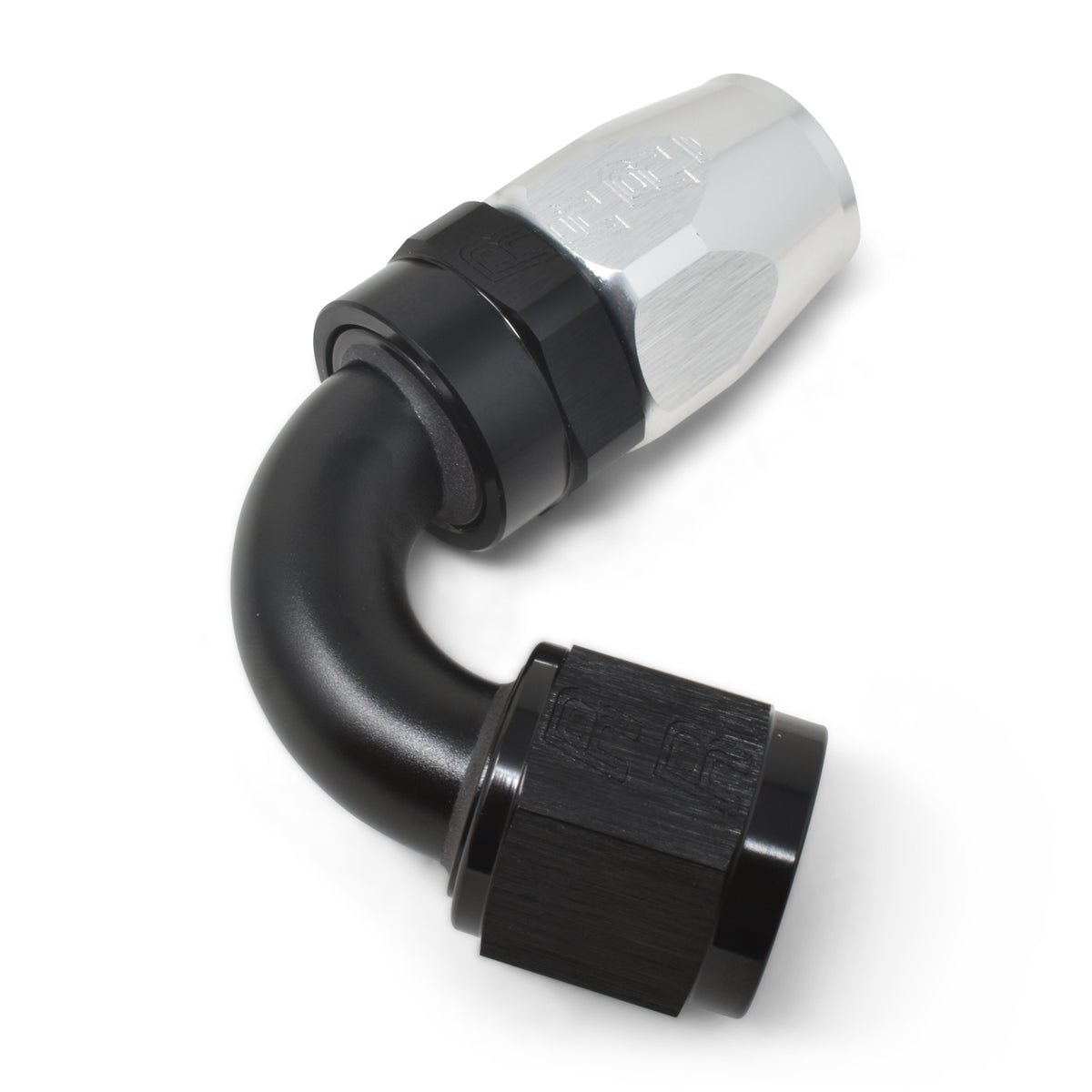 Russell Performance -8 AN Black/Silver 120 Degree Tight Radius Full Flow Swivel Hose End - 613413