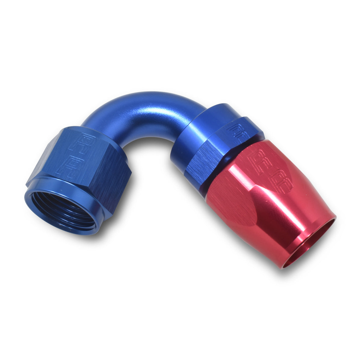 Russell Performance -10 AN Red/Blue 120 Degree Full Flow Swivel Hose End (With 15/16in Radius) - 613420