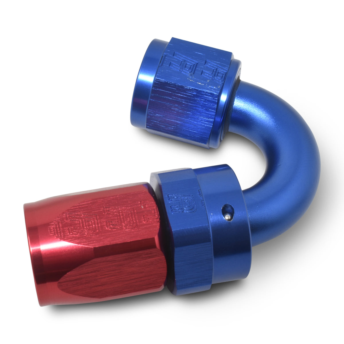 Russell Performance -6 AN Red/Blue 150 Degree Full Flow Swivel Hose End (With 9/16in Radius) - 613450