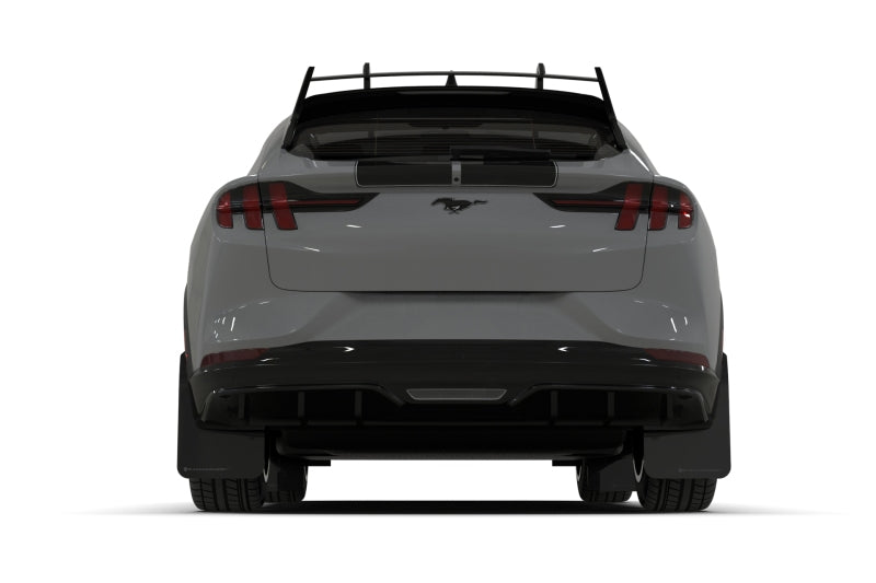 Rally Armor 2021-24 Ford Mach-E Rally Edition Black UR Mud Flap Metallic Black Logo - MF96-URXT-BLK-MBK