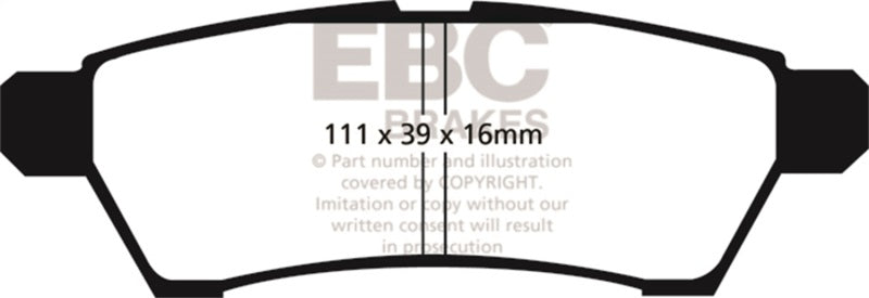 EBC 05+ Nissan Frontier 2.5 2WD Ultimax2 Rear Brake Pads - UD1100 for 2005-2026 Nissan Frontier - angle view