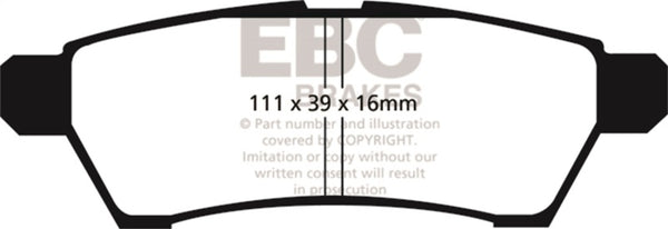 EBC 05+ Nissan Frontier 2.5 2WD Greenstuff Rear Brake Pads - DP61746 for 2005-2026 Nissan Frontier - detail view