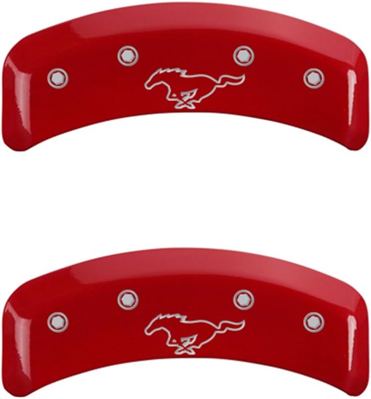 MGP 4 Caliper Covers Engraved Mustang 99-04 Pony Red finish silver logos (Set of 4) - 10095SMPYRD