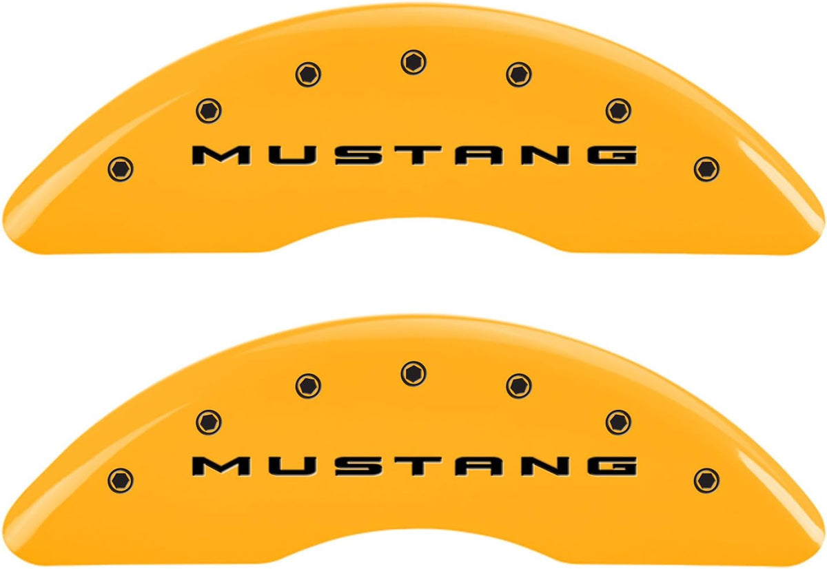 MGP 4 Caliper Covers Engraved Front 2015/Mustang Engraved Rear 2015/GT Yellow finish black ch - 10200S2MGYL