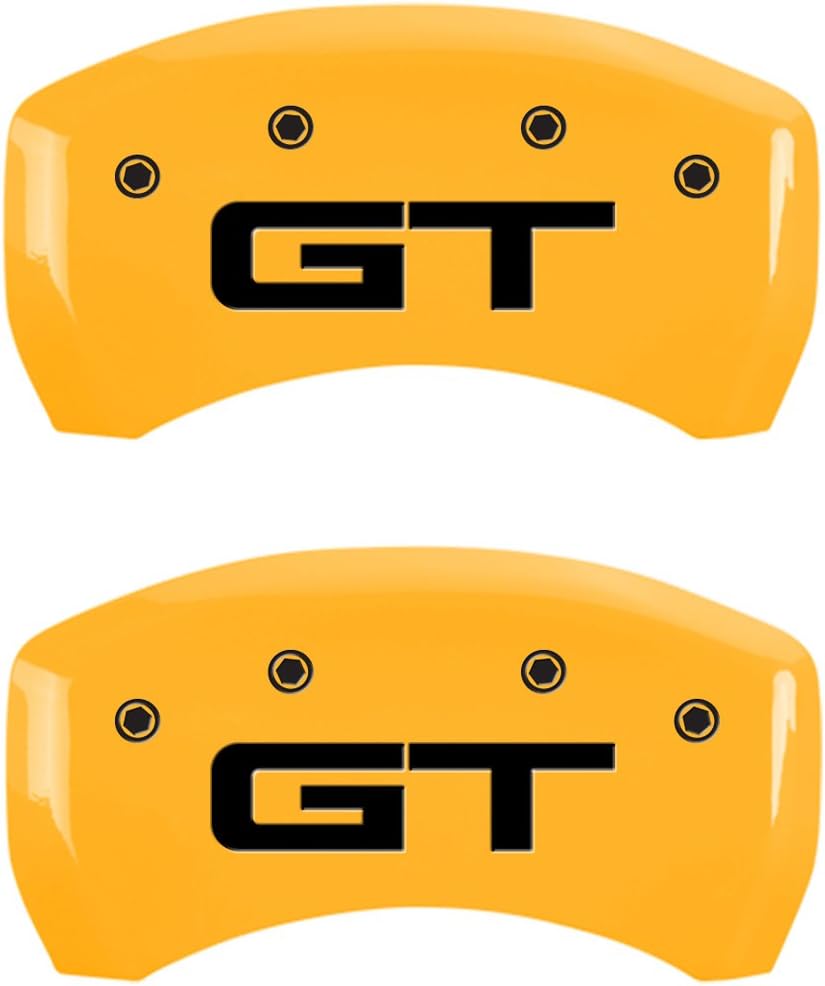 MGP 4 Caliper Covers Engraved Front 2015/Mustang Engraved Rear 2015/GT Yellow finish black ch - 10200S2MGYL
