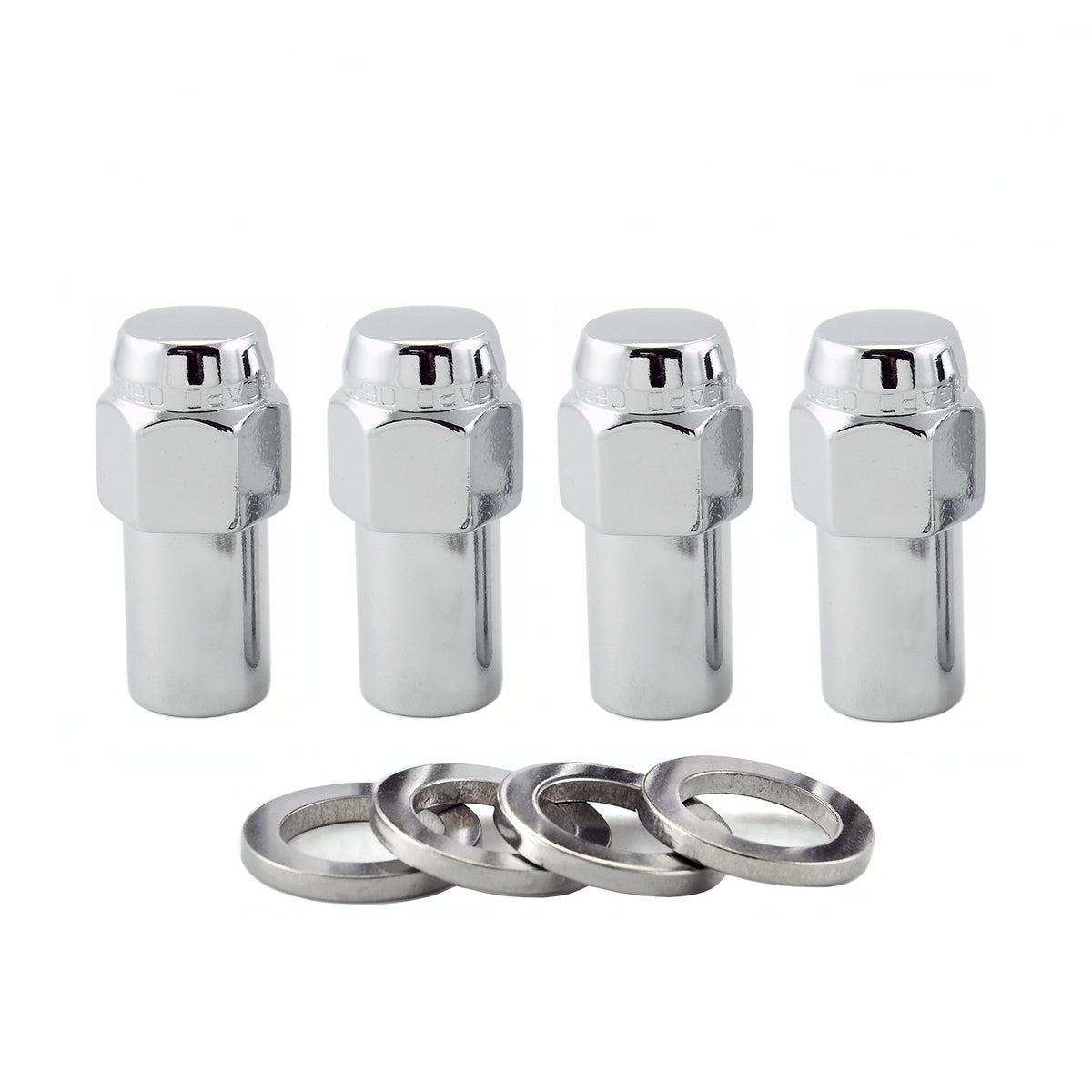 McGard Hex Lug Nut (Long Shank - .946in.) 1/2-20 / 13/16 Hex / 1.85in. Length (4-Pack) - Chrome - 62000