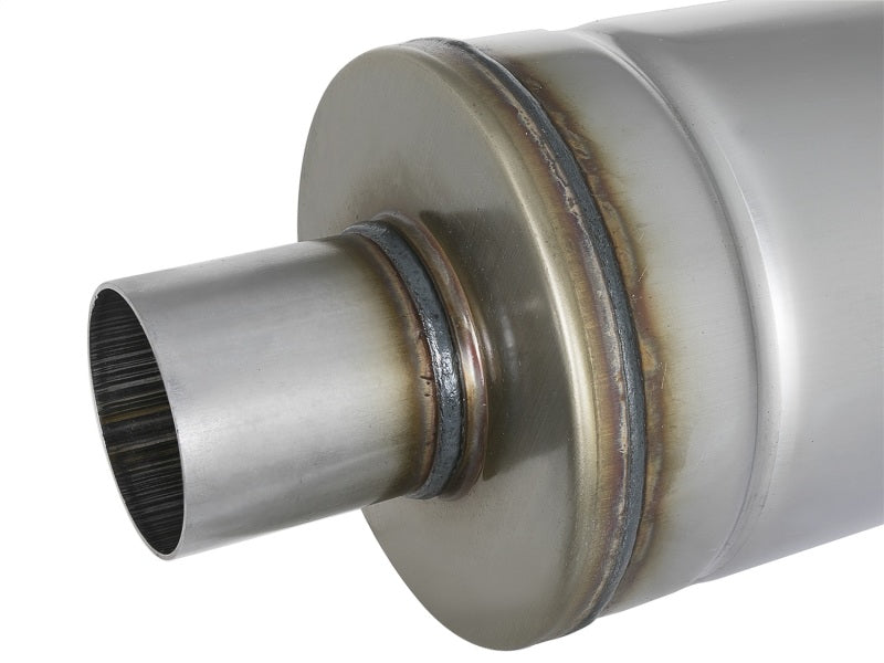 aFe MACH Force-Xp 409 SS Muffler 2.5in Center/Center 18in L x 6in Dia - Round Body - 49M00021