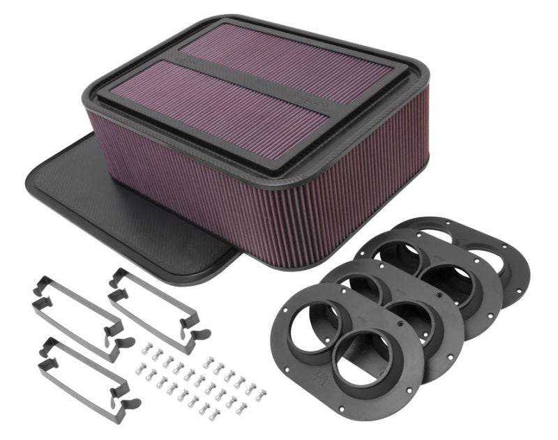 K&N Custom Racing Assembly Generation 2 Carbon Fiber Air Box - Large w/ 2.50in Air Horn - 100-8558 by K&N Engineering - front