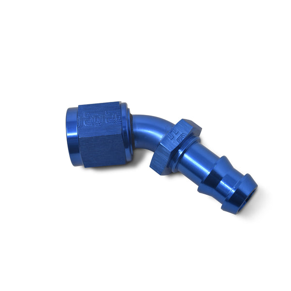 Russell Performance -8 AN Twist-Lok 45 Degree Hose End (Blue) - 624090 - front view