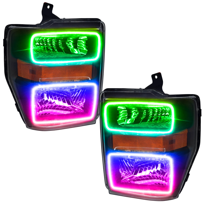Oracle 08-10 Ford F250/350 LED HL - Black - ColorSHIFT w/ Simple Controller SEE WARRANTY - 7190-504