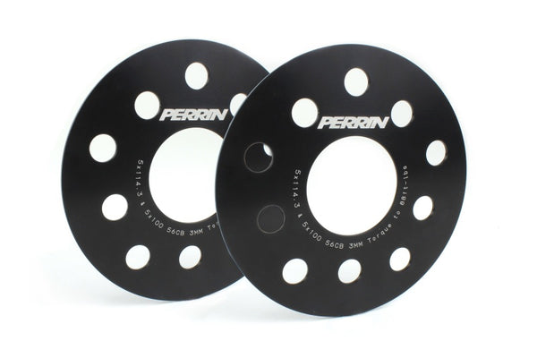 Perrin Subaru 5x114.3/5x100 3mm Slip-On Wheel Spacers - w/ 56mm Hubs (No Studs) - PSP-WHL-103BK by Perrin Performance - front