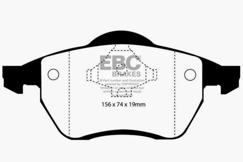 EBC 10-13 Audi A3 2.0 TD Ultimax2 Rear Brake Pads - UD340 for 1984-2018 Volkswagen Jetta - front view