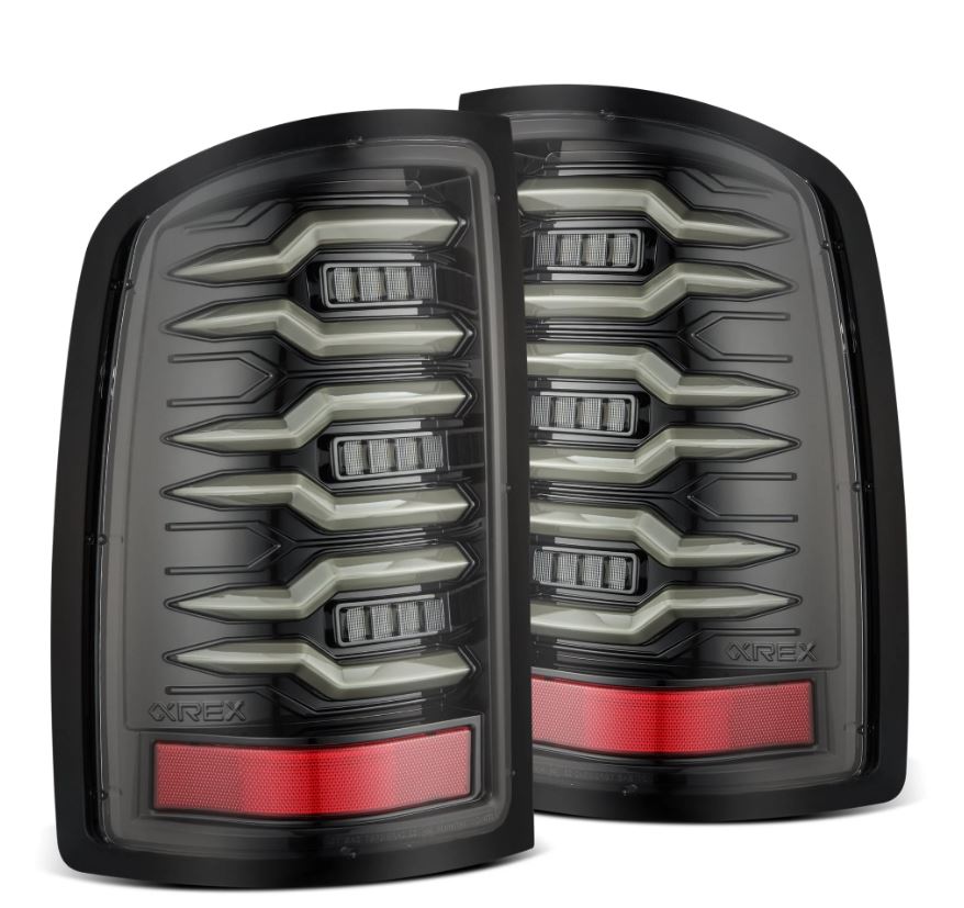 AlphaRex 07-13 GMC Sierra 1500/2500HD/3500HD Luxx Series LED Tail Lights - Alpha Black - 630070