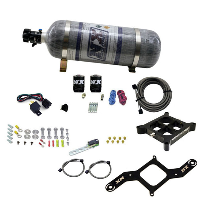 Nitrous Express 4150 Single Entry Crossbar Plate Pro-Power Nitrous Kit (100-500HP) w/Comp Bottle - 63540-12