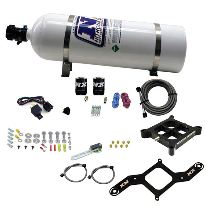 Nitrous Express 4150 Single Entry Crossbar Nitrous Plate Kit Pro-Power (100-500HP) w/15lb Bottle - 63540-15