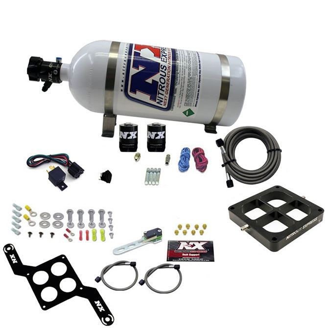 Nitrous Express Dry Dual Stage Billet Crossbar Plate System 100-1000hp (4500 Flange) w/10lb Bottle - 66247-10