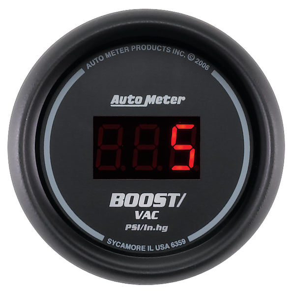 Autometer Black 52mm 30 In Hg.-Vac./30 PSI Digital Vacuum/Boost Gauge - 6359