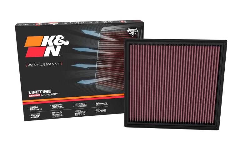 K&N 21-24 Ford E350/E450 Super Duty Replacement Air Filter - 33-5138 for 2021-2026 Ford E 350 - detail view