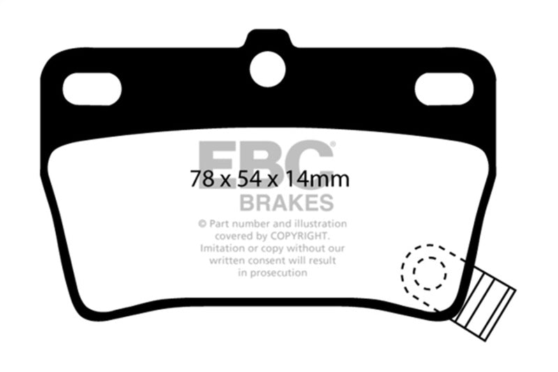 EBC 03-05 Toyota RAV 4 2.4 Greenstuff Rear Brake Pads - DP61403 for 2003-2005 Toyota RAV4 - front view