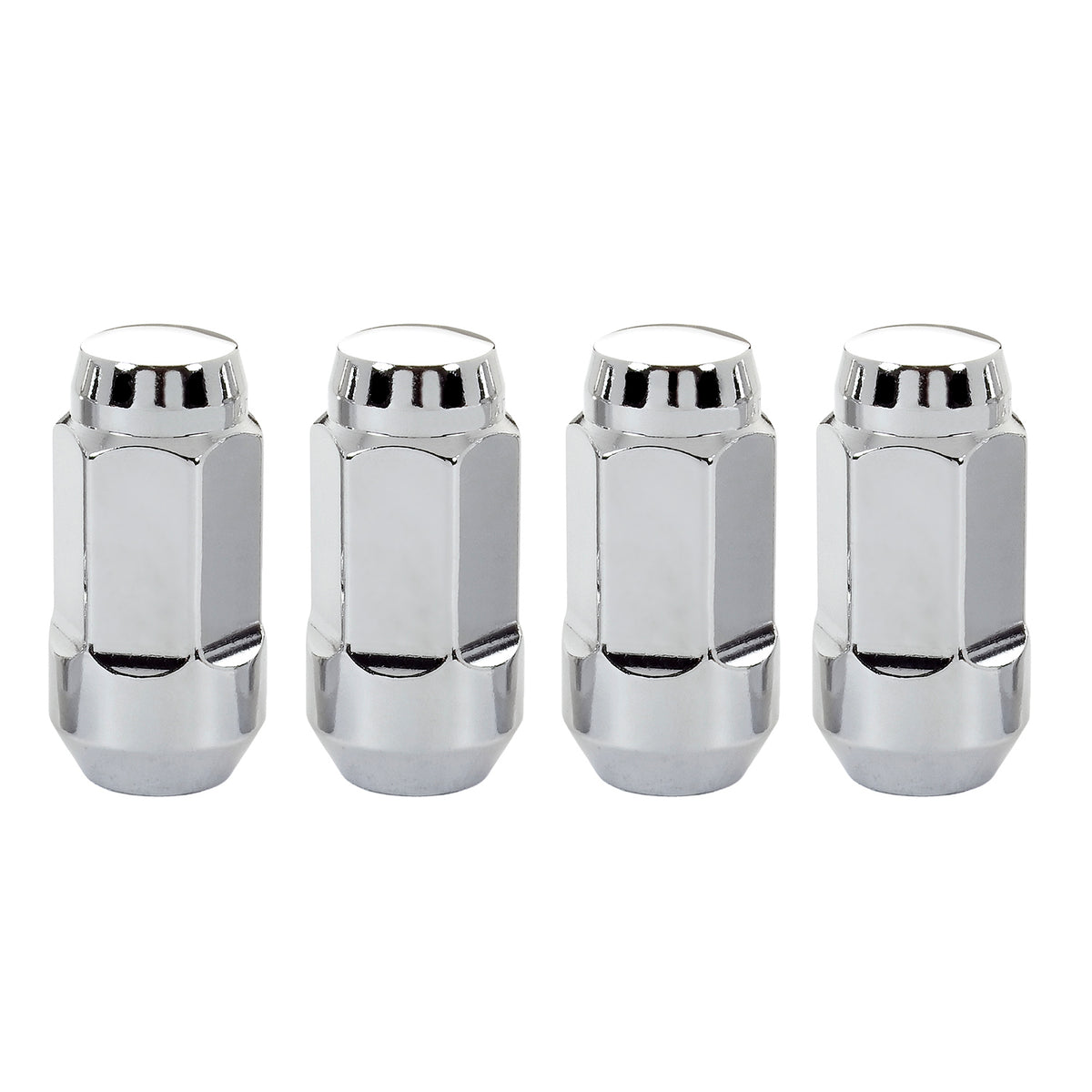 McGard Hex Lug Nut (Cone Seat Bulge Style) M14X1.5 / 13/16 Hex / 1.945in. Length (4-Pack) - Chrome - 64023