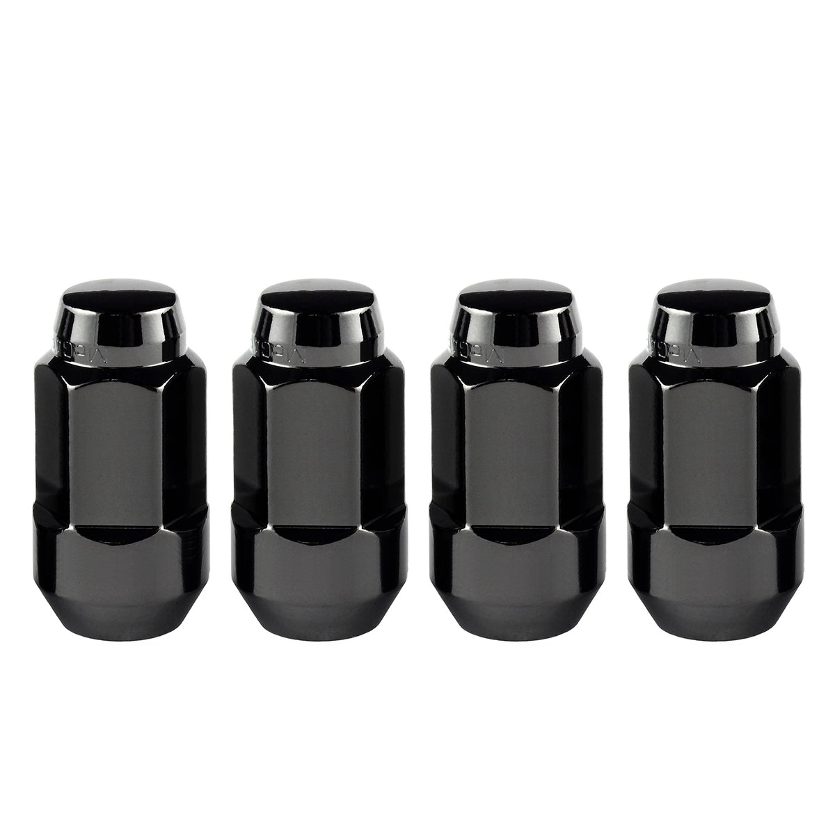 McGard Hex Lug Nut (Cone Seat Bulge Style) M14X1.5 / 22mm Hex / 1.945in. Length (4-Pack) - Black - 64034