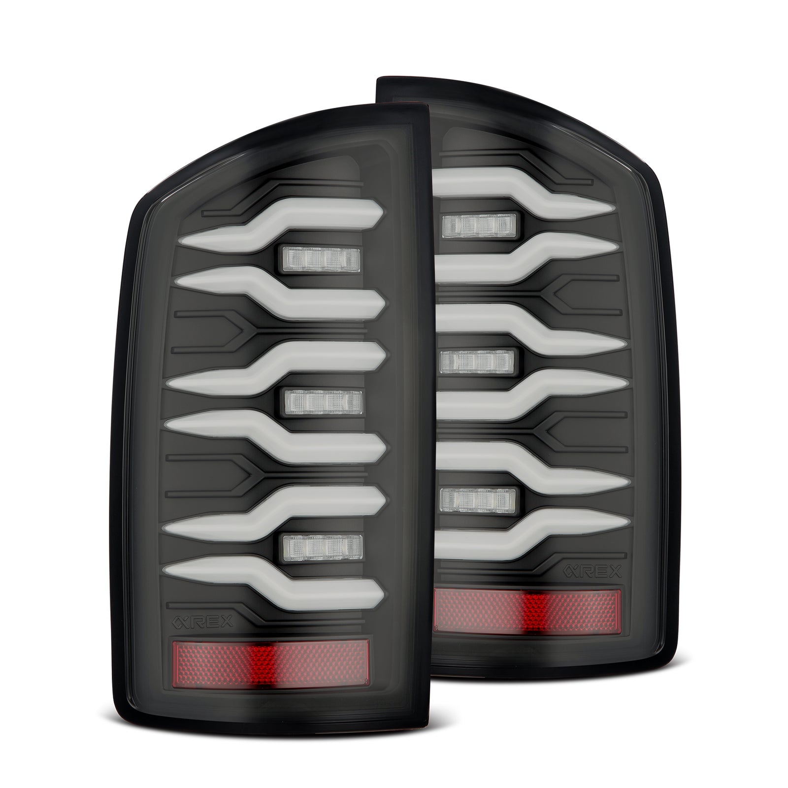 AlphaRex 07-08 Dodge Ram 1500/07-09 Dodge Ram 2500+3500 Luxx-Series LED Tail Lights (Pair) Black - 641040