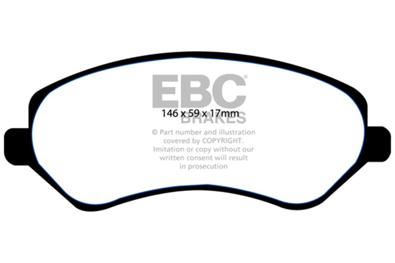 EBC 04-07 Chrysler Town &amp; Country 3.3 Rear Drums Yellowstuff Front Brake Pads - DP41612R