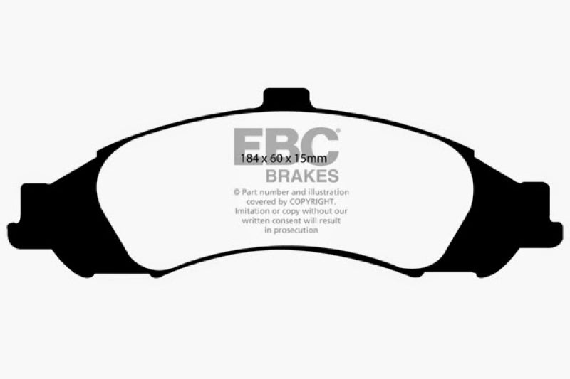 EBC 03-04 Pontiac GTO 5.7 (Solid Rear Rotors) Ultimax2 Front Brake Pads - UD1043 for 2004 Pontiac GTO - front view