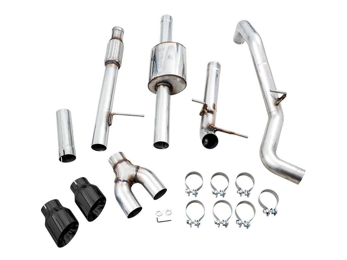 AWE Tuning 4th Gen GM 1500 5.3L 0FG Catback Dual Side Exit (Flat Bumper) - Diamond Tips - 3015-23208