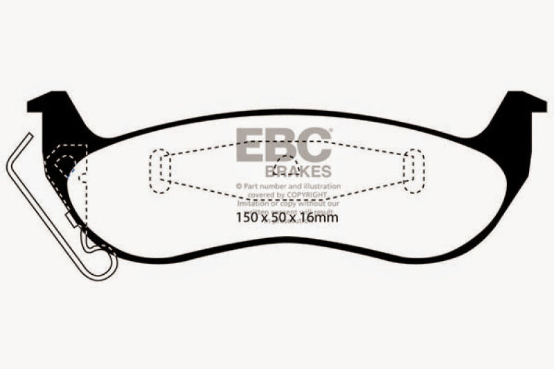 EBC 03+ Ford Crown Victoria 4.6 Redstuff Rear Brake Pads - DP31677C for 2003-2011 Ford Crown Victoria - installed view