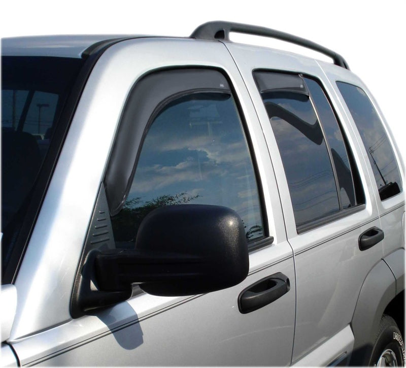 AVS 02-07 Jeep Liberty Ventvisor In-Channel Front &amp; Rear Window Deflectors 4pc - Smoke - 194428