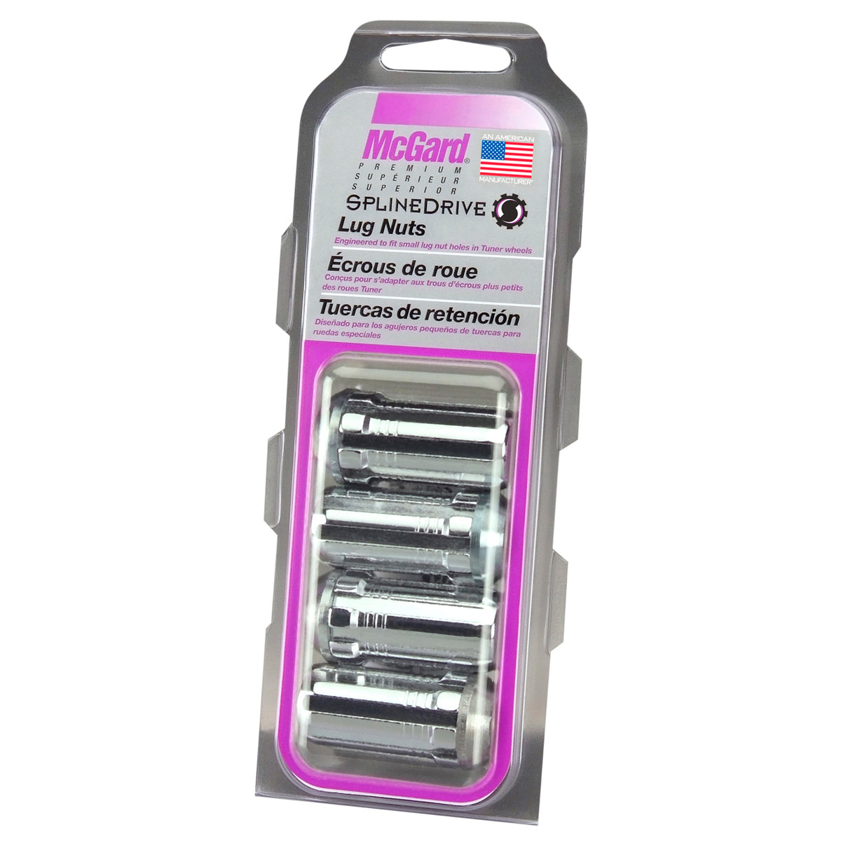 McGard SplineDrive Lug Nut (Cone Seat) M14X1.5 / 1.935in. Length (4-Pack) - Chrome (Req. Tool) - 65310