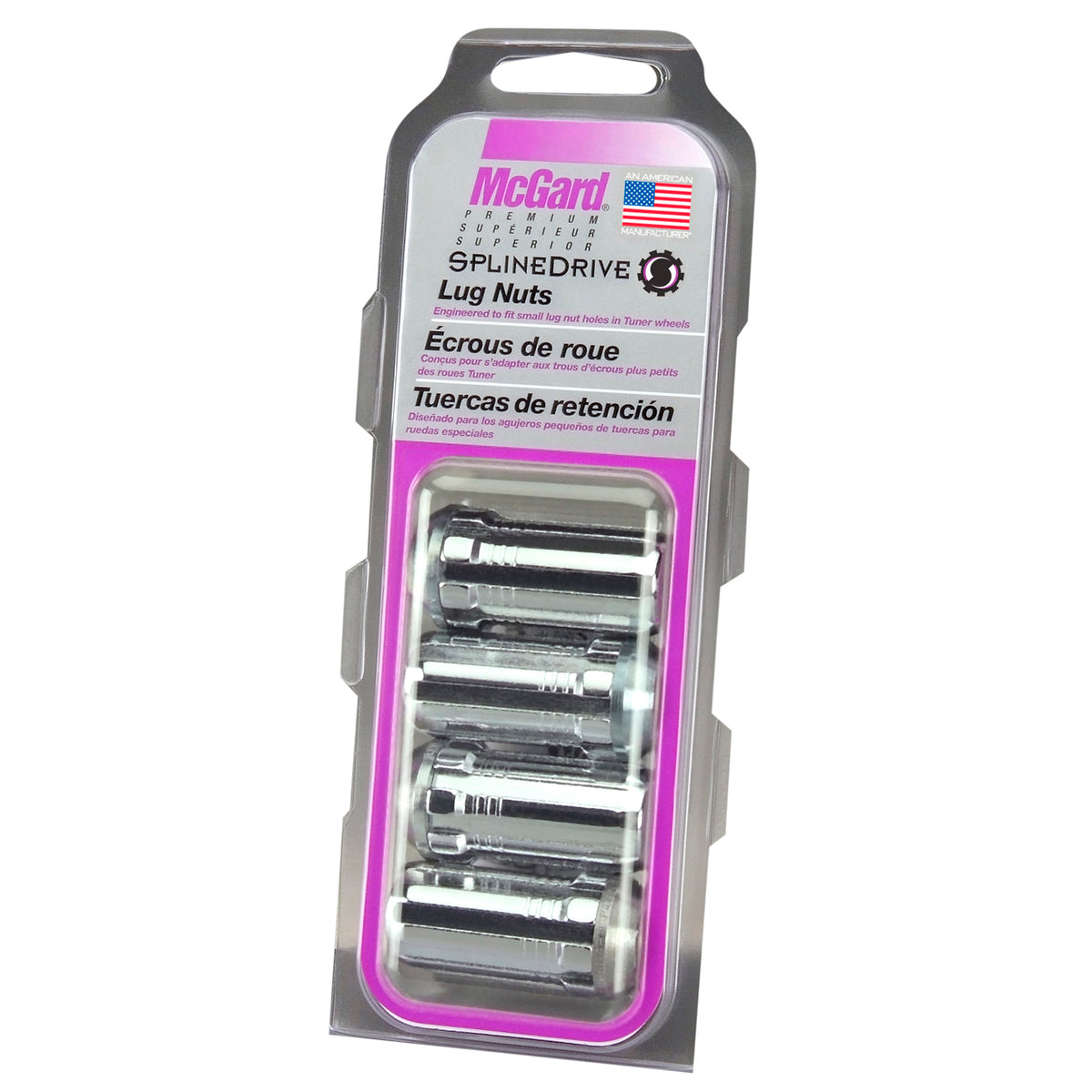 McGard SplineDrive Lug Nut (Cone Seat) M14X1.5 / 1.648in. Length (4-Pack) - Chrome (Req. Tool) - 65315