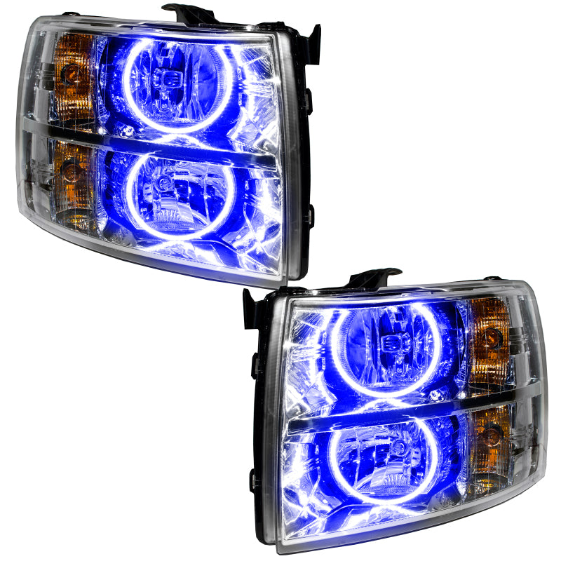 Oracle Lighting 07-13 Chevrolet Silverado Pre-Assembled LED Halo Headlights - Blue SEE WARRANTY - 7007-002