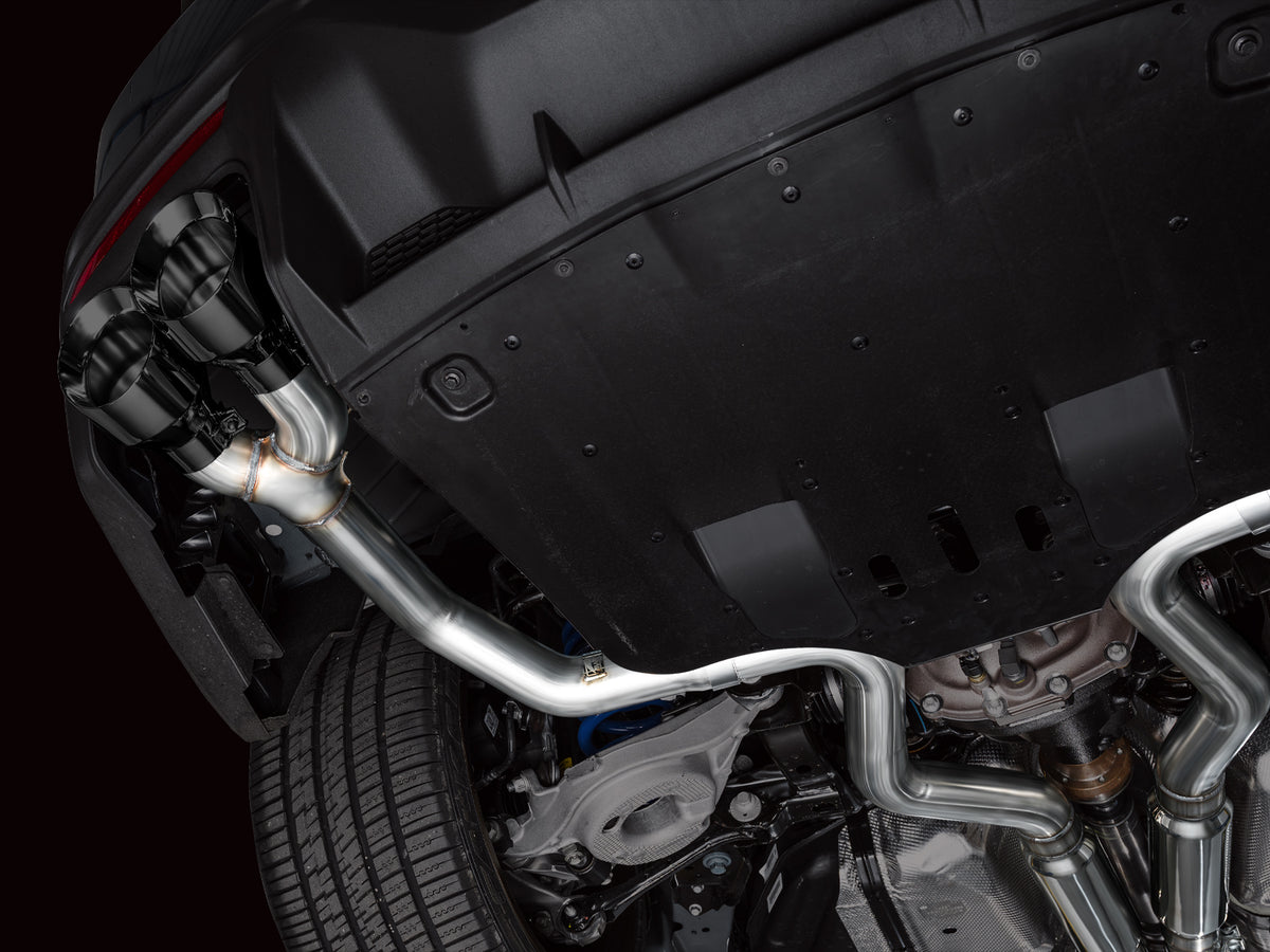 AWE 2024 Ford Mustang Dark Horse S650 RWD Track Edition Catback Exhaust w/ Quad Diamond Black Tips - 3020-43375