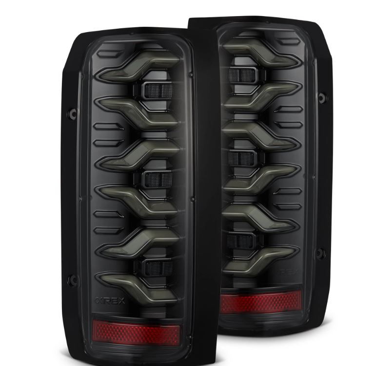 AlphaRex 87-96 Ford Bronco/F-150 Luxx-Series LED Tail Lights - Alpha-Black - 658006