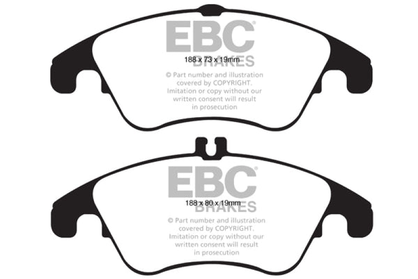 EBC 12+ Mercedes-Benz C250 Coupe 1.8 Turbo Sport Edition Redstuff Front Brake Pads - DP31991C for 2010-2017 Mercedes Benz E C