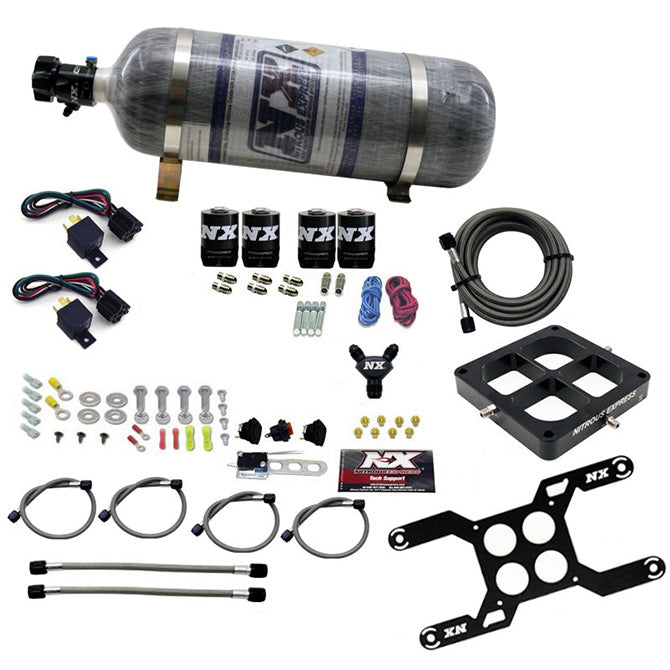 Nitrous Express Dry Quad Stage Billet Crossbar Plate System 100-2000hp (4500Flange) w/12lb Bottle - 66447-12