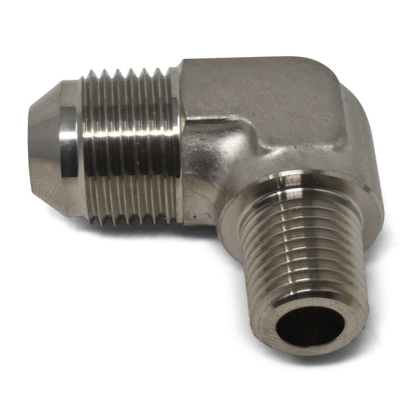 Russell Performance -6 AN to 3/8in NPT 90 Degree Flare to Pipe Adapter (Endura) - 660841 - front view